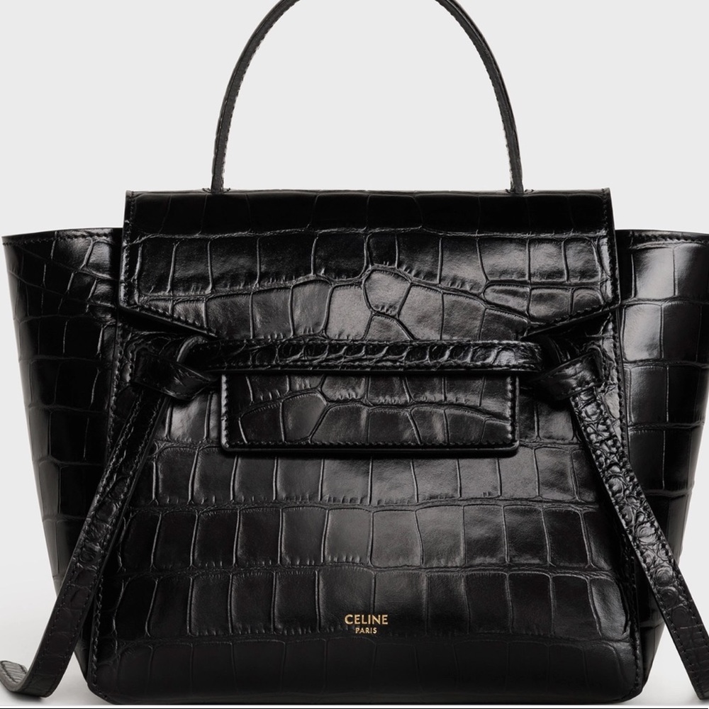 COPY - Celine Nano black croc embossed belt bag